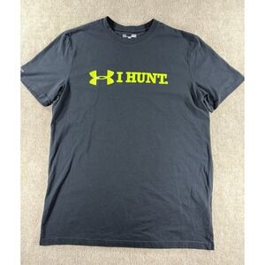 Under Armour Heatgear I Hunt T-shirt Men's Small Black Neon Logo Loose‎ Fit